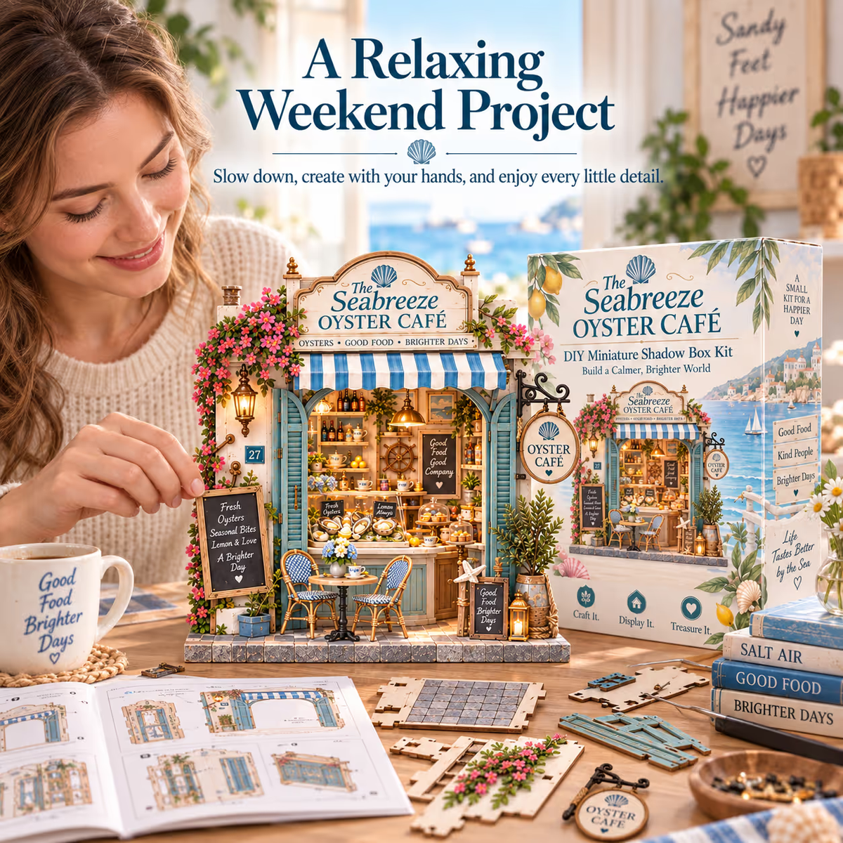 🌊🦪 The Seabreeze Oyster Café™-DIY 3D Miniature Coastal Café Kit
