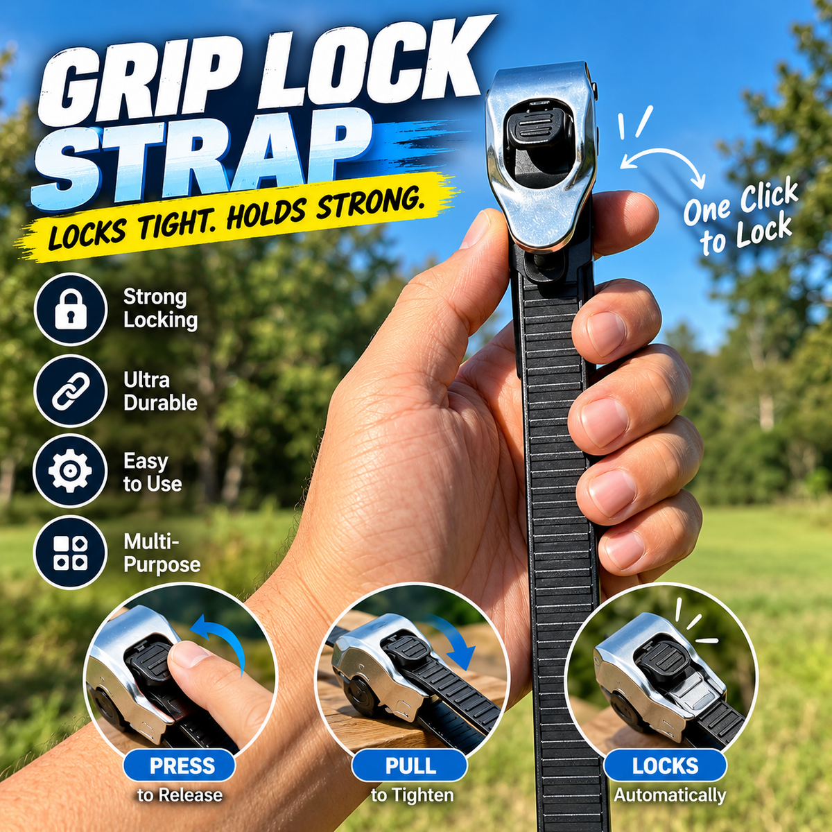 🔒Ultimate Heavy-Duty Grip Lock Strap