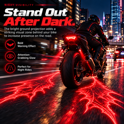 🏍️ Bat-Wing Motorcycle Laser Safety Light – Bold Road Projection Rear Warning Lamp