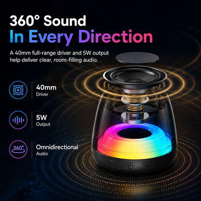 Mini RGB Bluetooth Speaker & Magnetic Phone Stand – Portable 5W 360° Stereo Sound