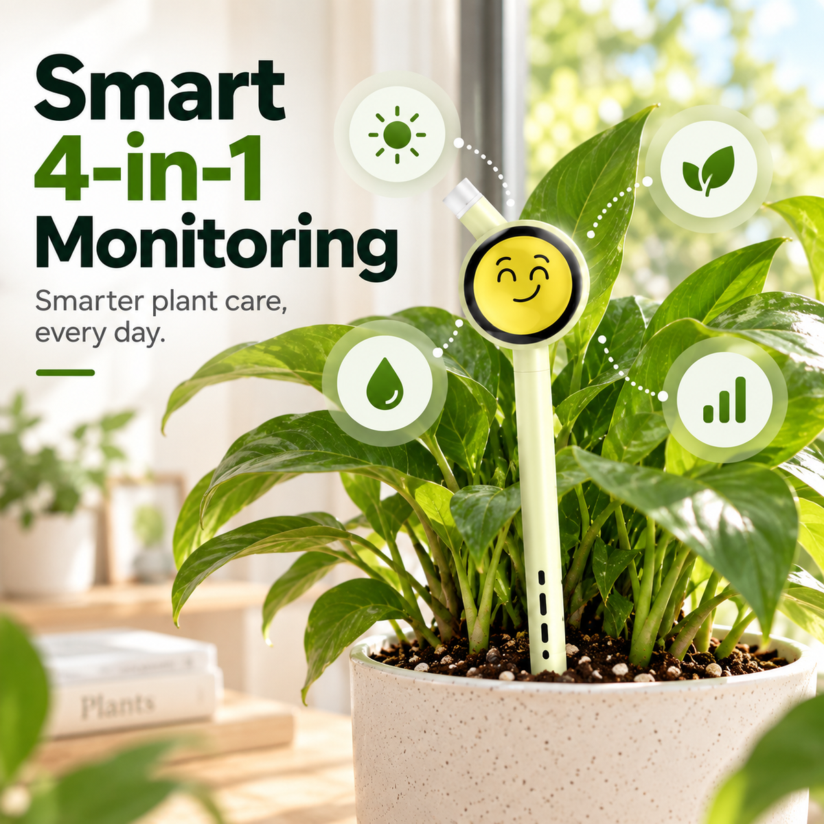 🌱 Smart Plant Care Sensor – 4-in-1 Emoji Plant Monitor