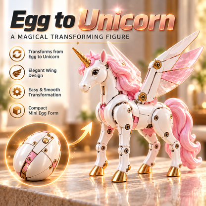 🦄 Egg-to-Unicorn Mechanical Transforming Figure – 2-in-1 Winged Fantasy Collectible