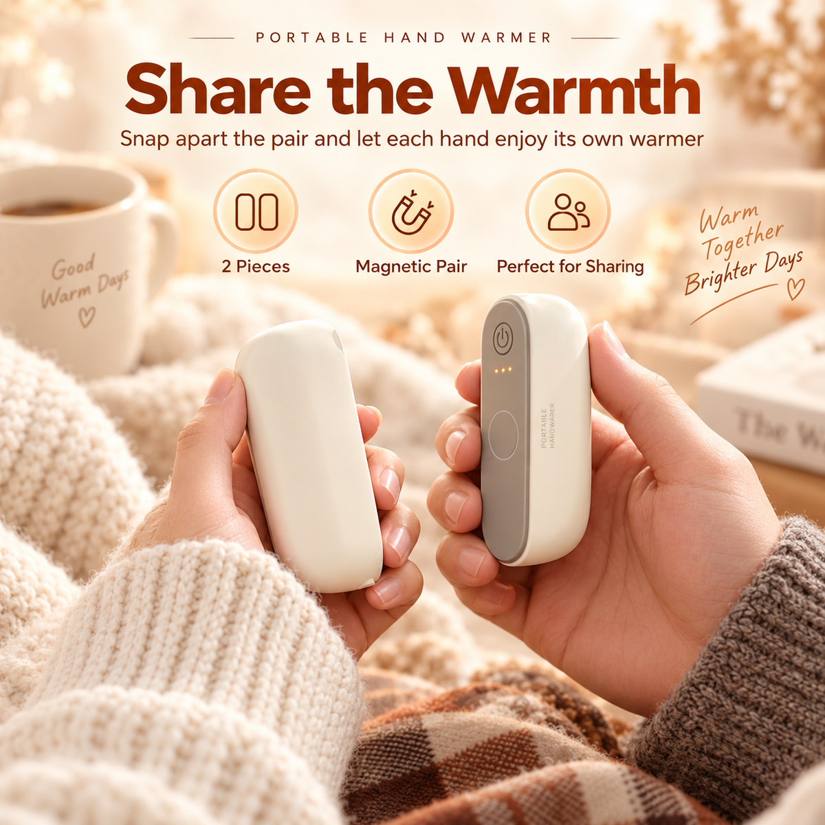 🔥 2-in-1 Magnetic Rechargeable Hand Warmers – Dual Pocket Warmer Set