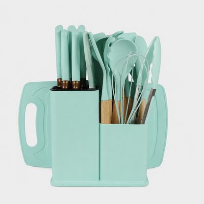 🔪✨ 19-Piece Kitchen Knife & Utensil Set – Cook, Prep & Organize in Style