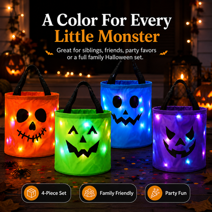 🎃Light-Up Halloween Candy Bucket - Glow-in-the-Dark Trick-or-Treat Bag