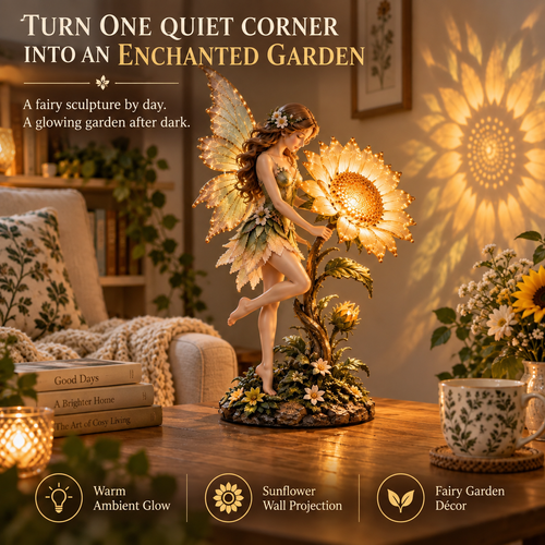 🌻 Enchanted Sunflower Fairy Projection Lamp – Magical Botanical Table Light