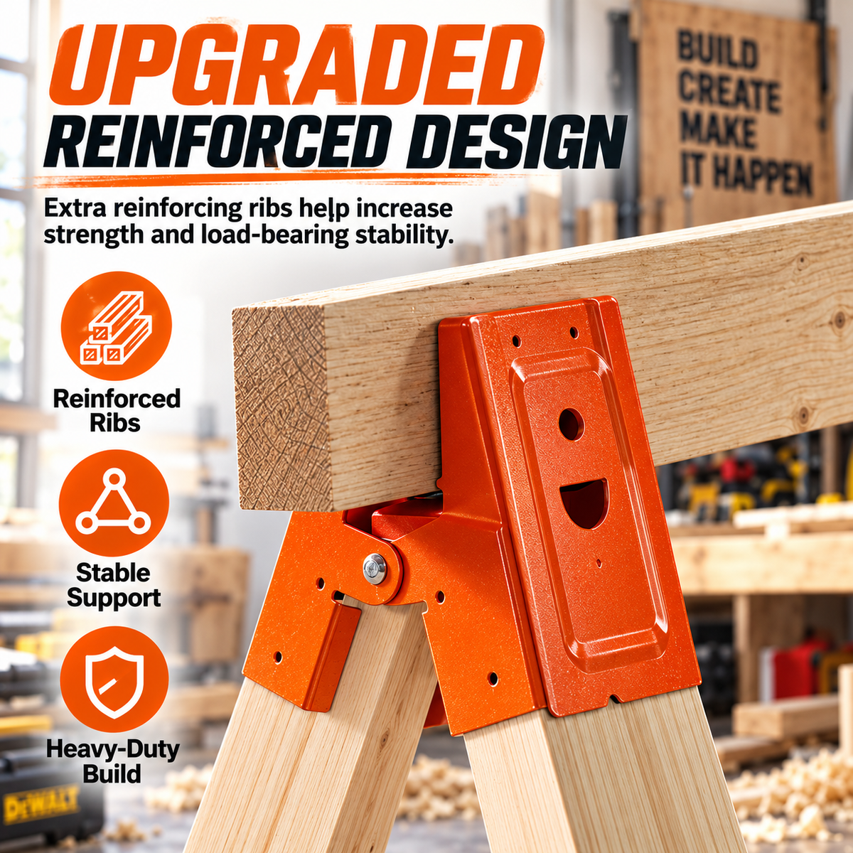 🛠️2PCS Heavy Duty Sawhorse Brackets with Clamp