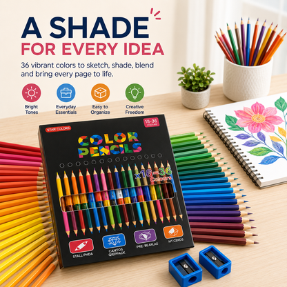 🎨 36-Color Double-Ended Colored Pencils Set with Sharpeners
