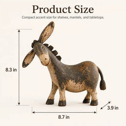 Rustic Donkey Figurine – Whimsical Farmhouse Shelf Decor 🐴