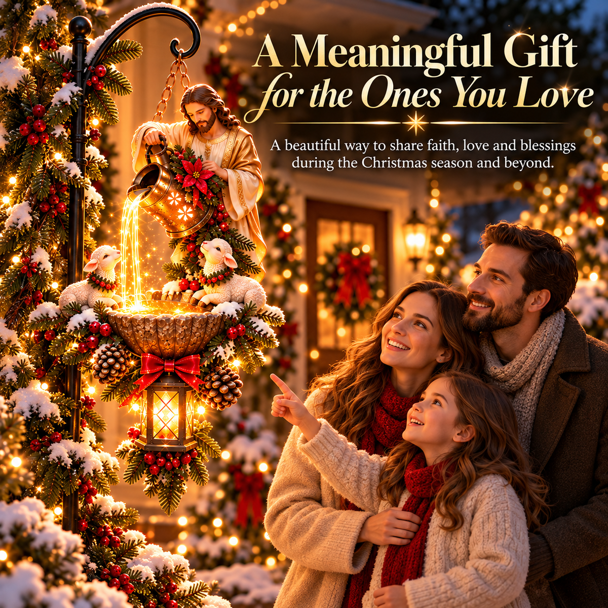 ✝️ Jesus Light-Pour Christmas Hanging Décor – Warm Faith-Inspired Display