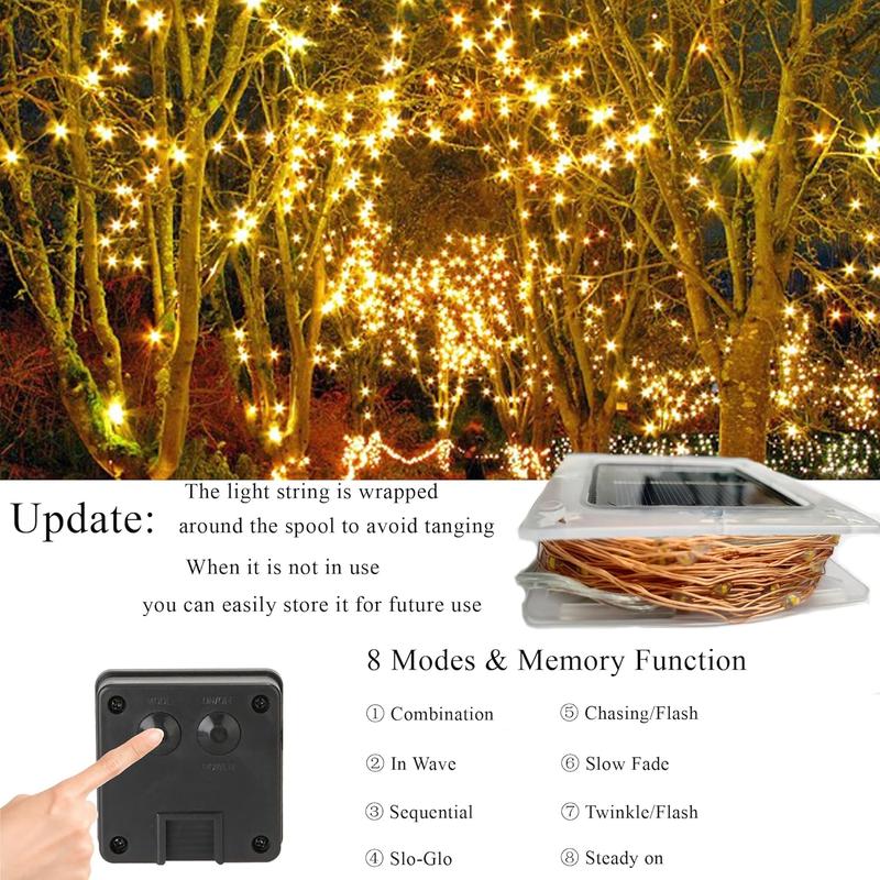 Solar Outdoor String Lights with 8 Modes