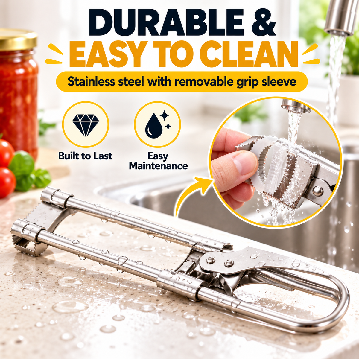 Durable Easy To Clean Stainless Steel Jar Opener