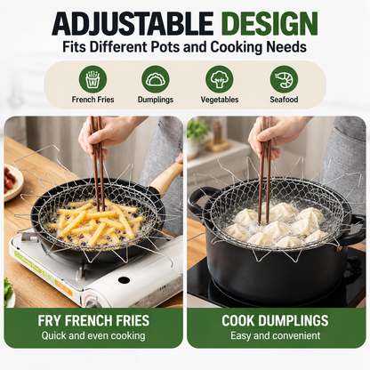 🍟 Foldable Easy-Lift Frying Basket – Fry, Lift & Drain the Whole Batch in One Easy Move