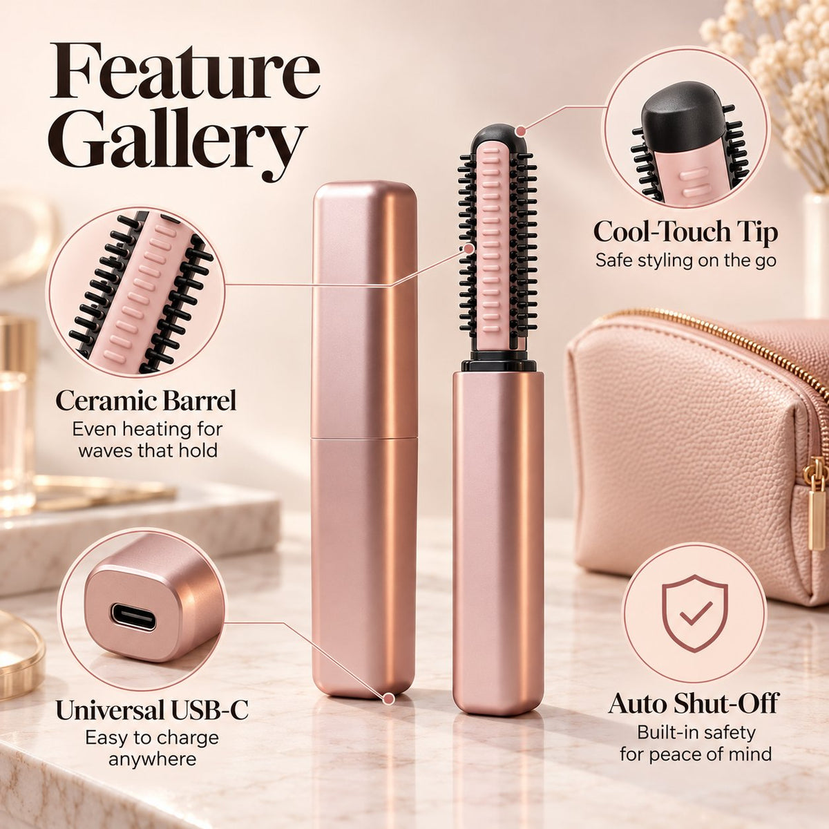 👜🔥Cordless Ceramic Hair Curler – Fits in Any Bag