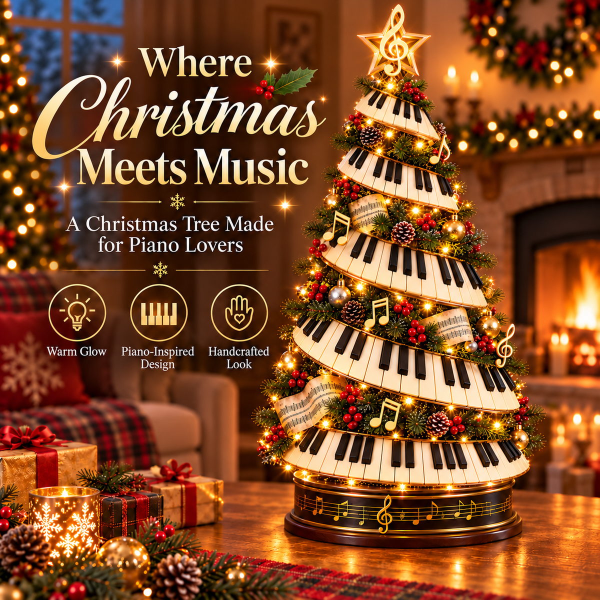 🎹 Piano Christmas Tree Light – Musical Tabletop Christmas Decoration for Piano Lovers