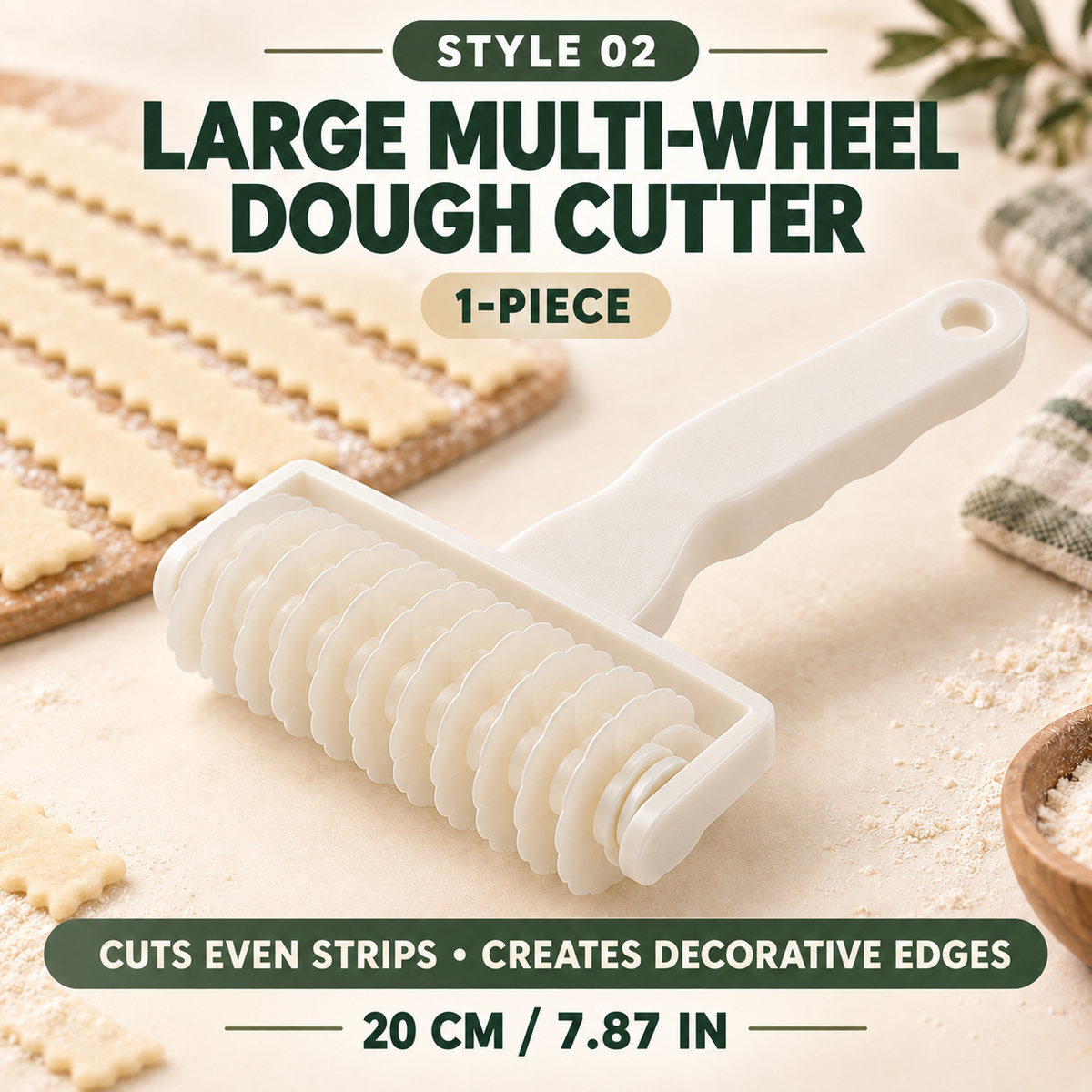 🍕Large Dough Docker & Multi-Wheel Cutter – Faster Pizza & Pastry Prep🍜