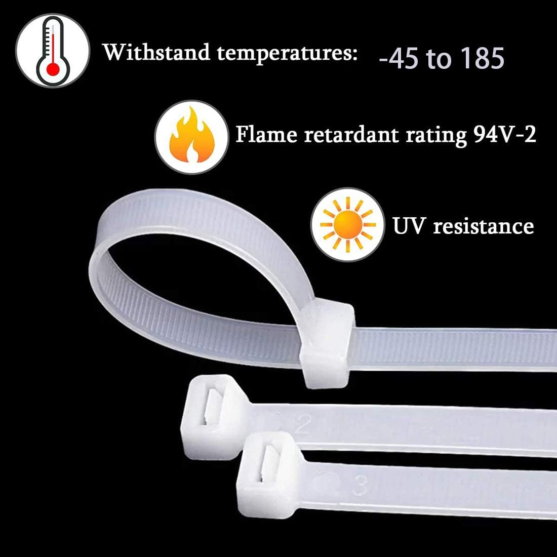 🛠️100-Pack Heavy Duty 16-Inch Cable Ties – UV Resistant