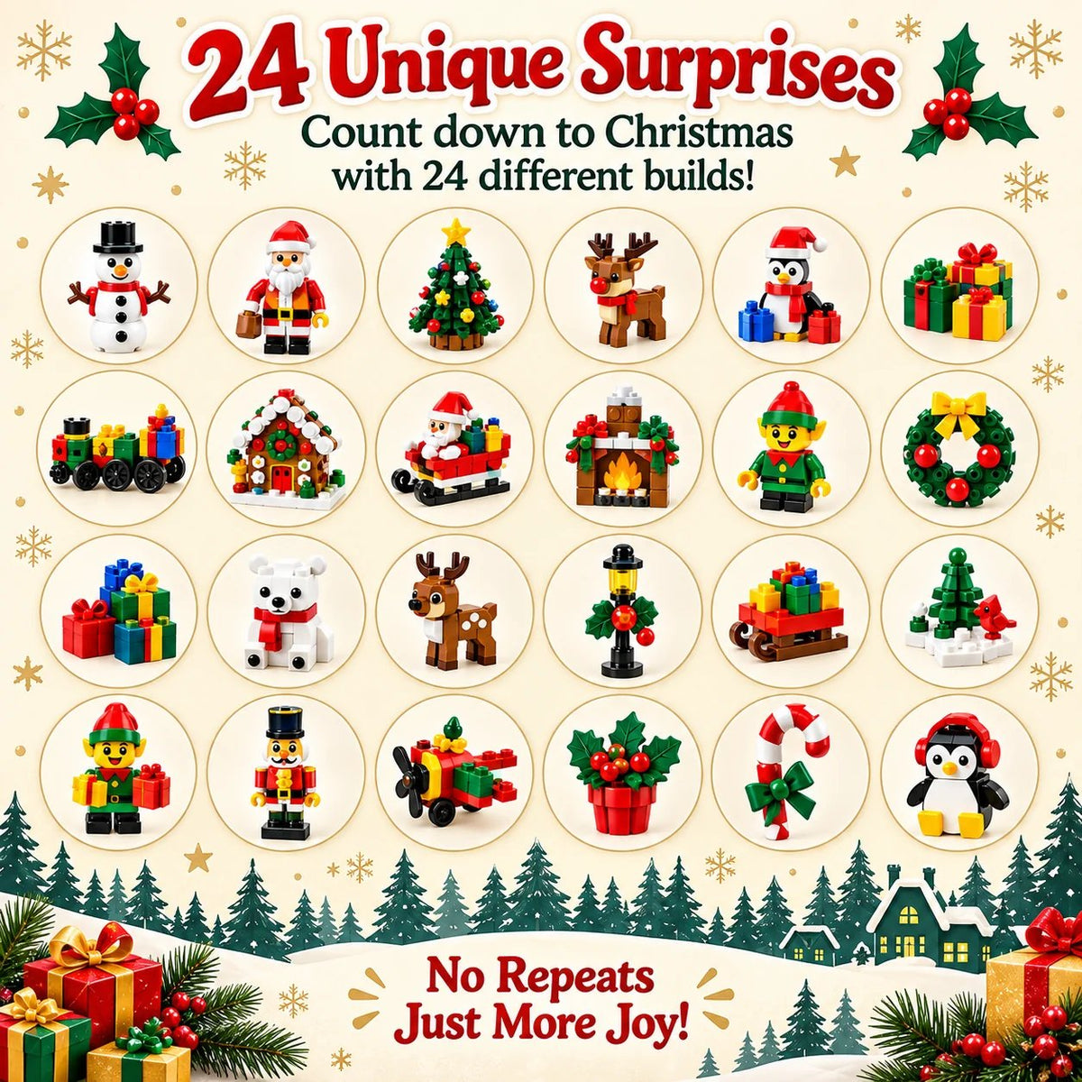 🎄 24-Day Surprise Egg Advent Calendar – Christmas Mini Building Block Sets