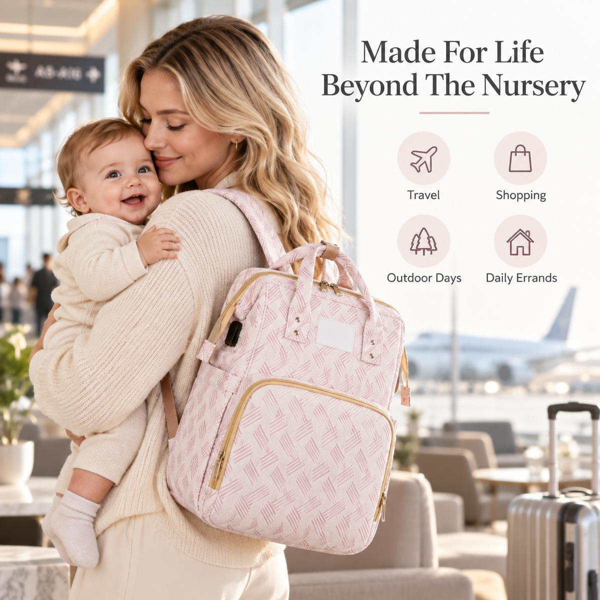 👶  2-in-1 Baby Diaper Bag Backpack – Fold-Out Care Space & Large Storage