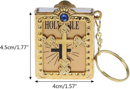 ✝️ Mini Holy Bible Keychain – Tiny Bible Book & Cross Faith Gift
