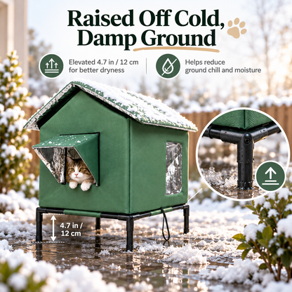 🐱 LIMITED-TIME 50% OFF! ✨ All-Weather Elevated Outdoor Cat House – Waterproof, Thermal Lining, Foldable