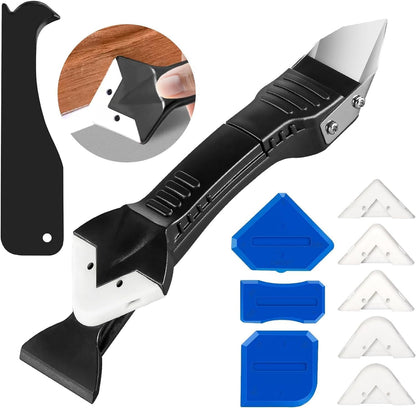 🛠️✨ 4-in-1 Caulk Remover & Finishing Tool Kit – Silicone Sealant Scraper with 5 Smoothing Pads 🚿