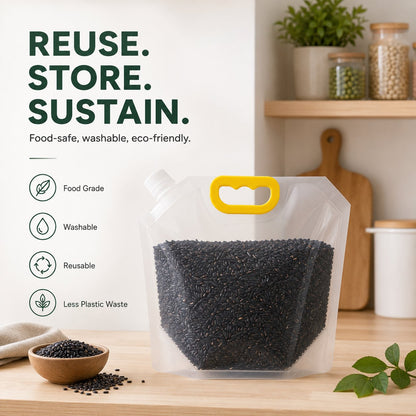 🌾 Reusable Airtight Grain Storage Bag – Seal, Carry & Pour With Ease