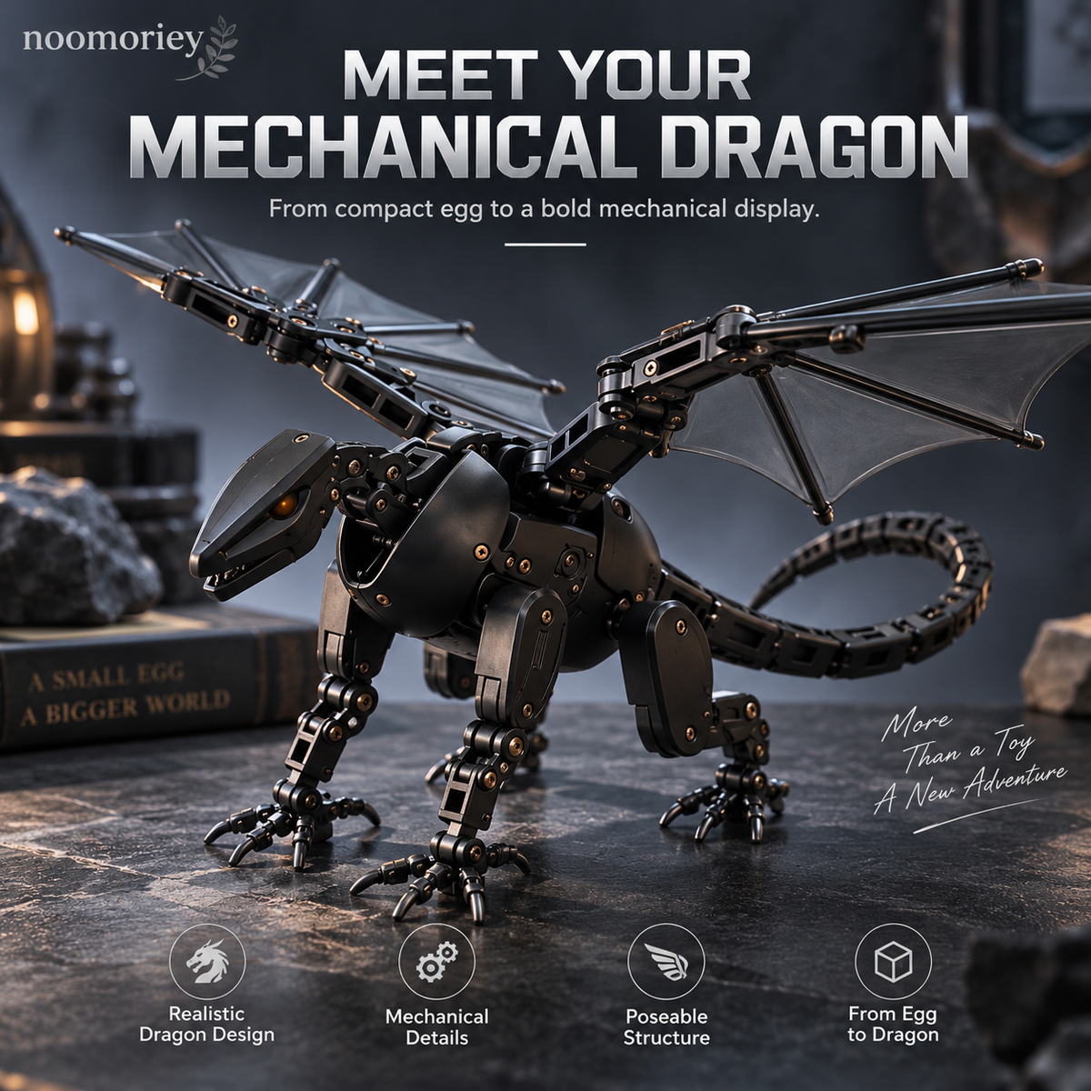 🐉 Mechanical Dragon Egg – Two-Form Fantasy Dragon Figure