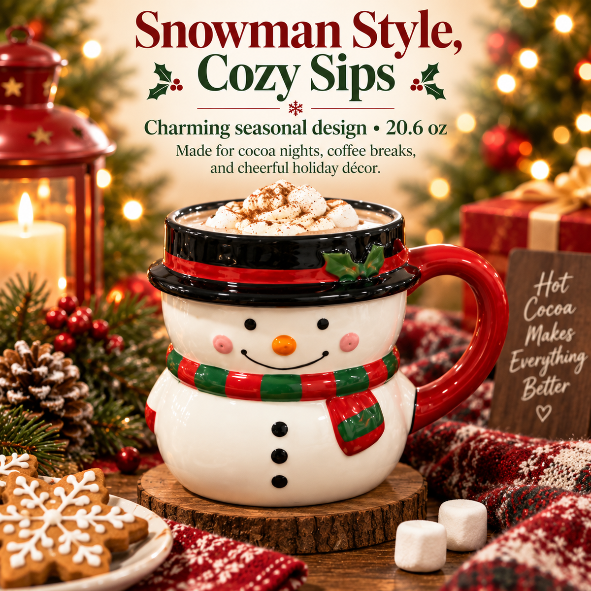 🎄 Christmas Character Mug Collection – Snowman, Santa, Penguin & Bear Stoneware Mugs