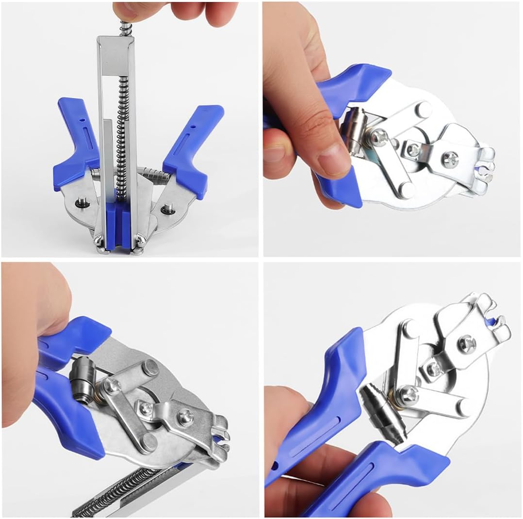 M-Type Hog Ring Pliers Kit - Heavy Duty Automatic Feeding Cage Clamp Tool with 600 Galvanized M-Clips for Upholstery, Fencing, and Commercial Animal Cage Installation (Black)