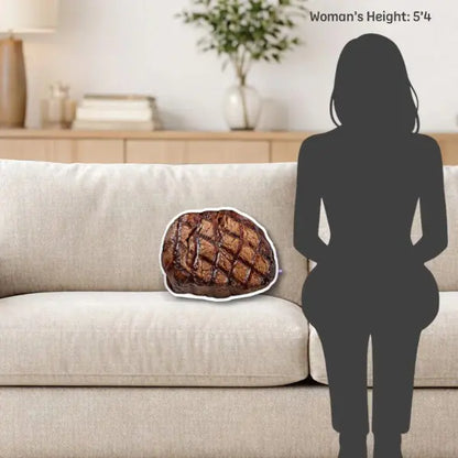 Grilled Steak Pillow | All About Vibe – Life-Like 3D Meat Throw Pillow | Funny Aesthetic Room Decor & Foodie Gift