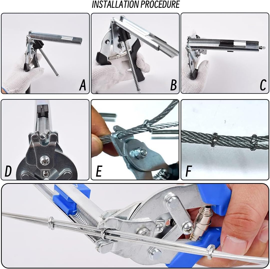 M-Type Hog Ring Pliers Kit - Heavy Duty Automatic Feeding Cage Clamp Tool with 600 Galvanized M-Clips for Upholstery, Fencing, and Commercial Animal Cage Installation (Black)