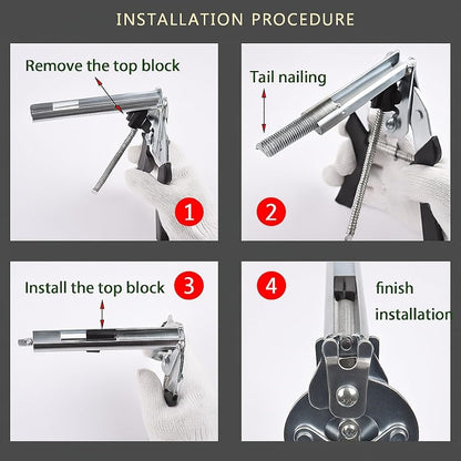 M-Type Hog Ring Pliers Kit - Heavy Duty Automatic Feeding Cage Clamp Tool with 600 Galvanized M-Clips for Upholstery, Fencing, and Commercial Animal Cage Installation (Black)