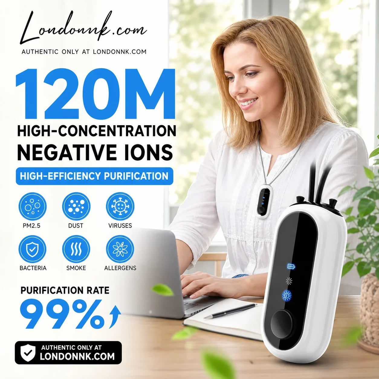 Wearable Air Purifier with Negative Ion Technology