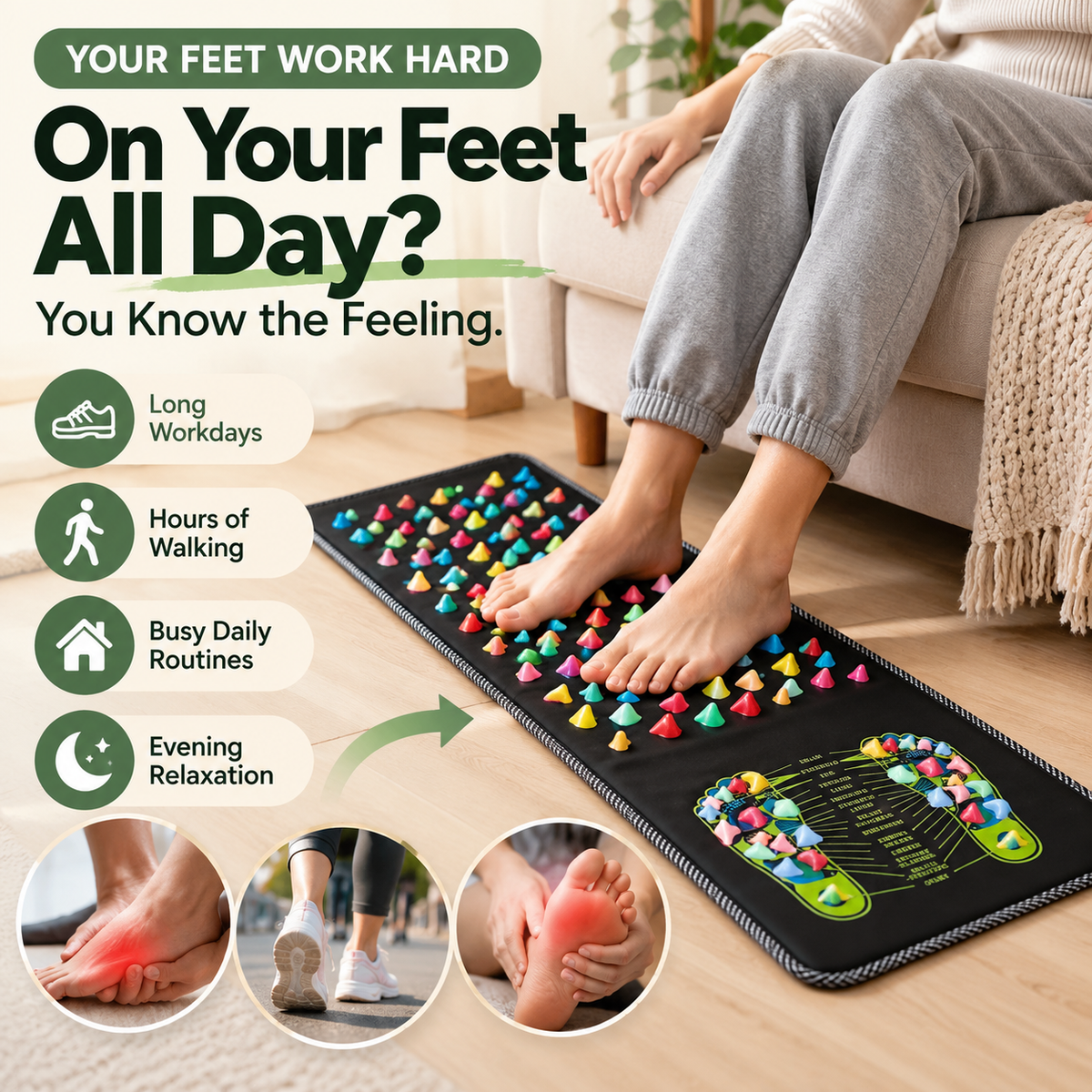 🦶 Acupressure Foot Massage Mat – A Relaxing At-Home Foot Reset