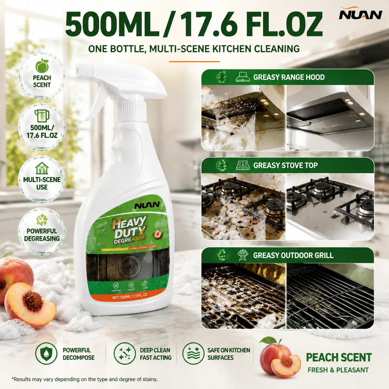 NUAN Heavy Duty Active Spray Kitchen Cleaner - 500ml