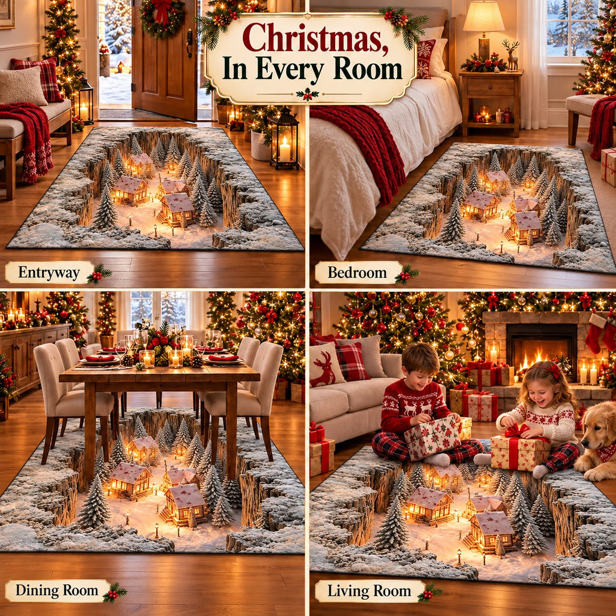 ✨Optical Illusion Christmas Scene Rug | Bring A Hidden Winter Village
