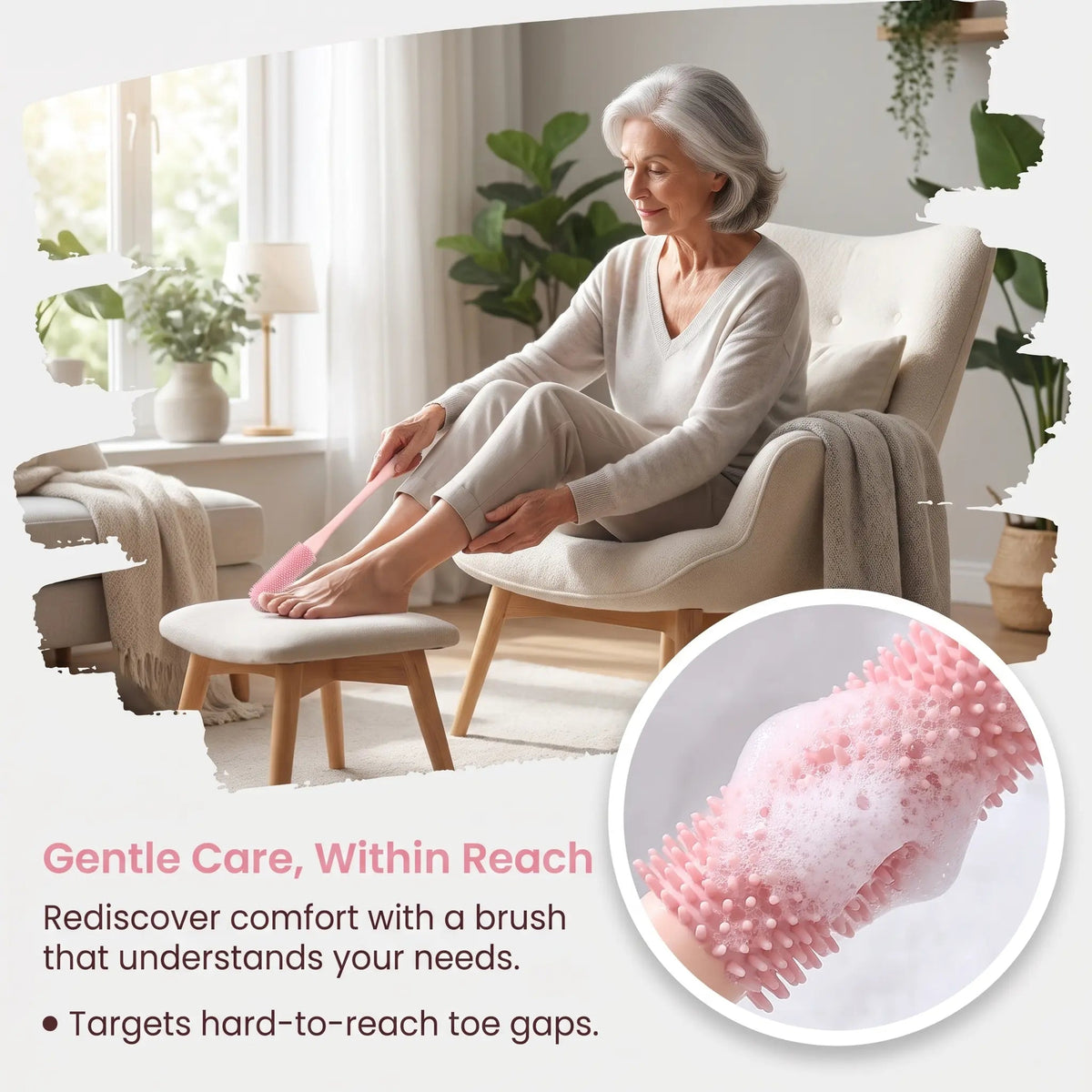 🦶🚿 Long-Handle Silicone Foot Cleaning Brush Set ✨ Easy-Reach Toe & Heel Care | 2 PCS
