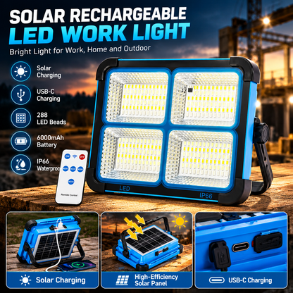 Solar Rechargeable 6000mA LED Work Light