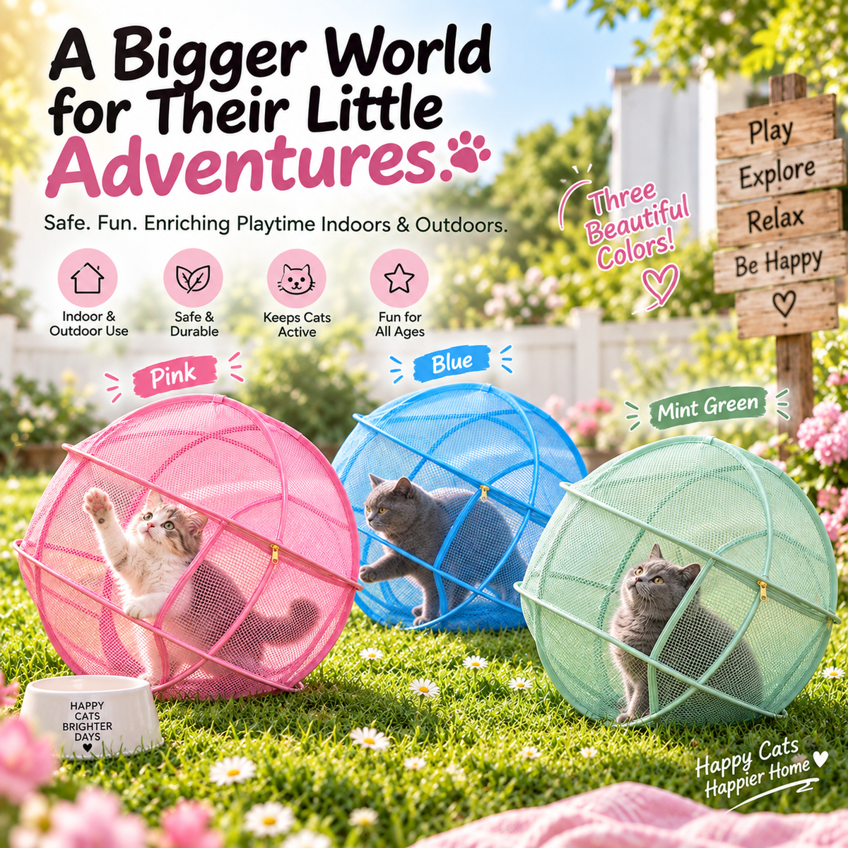💗 Their Own Little World – Portable 360° Cat Playpen🐱