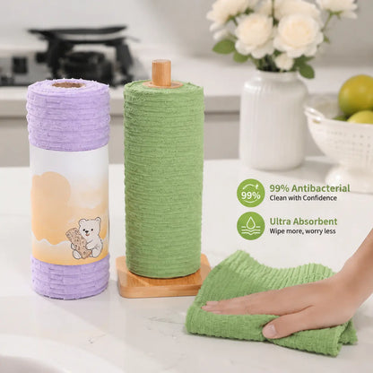 🧽 Tearable Reusable Cleaning Cloth Roll – Washable Absorbent Towels for Kitchen & Home