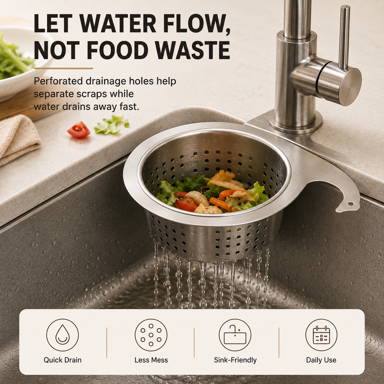 🧽Stainless Steel Sink Strainer Basket-Keep Your Sink Cleaner