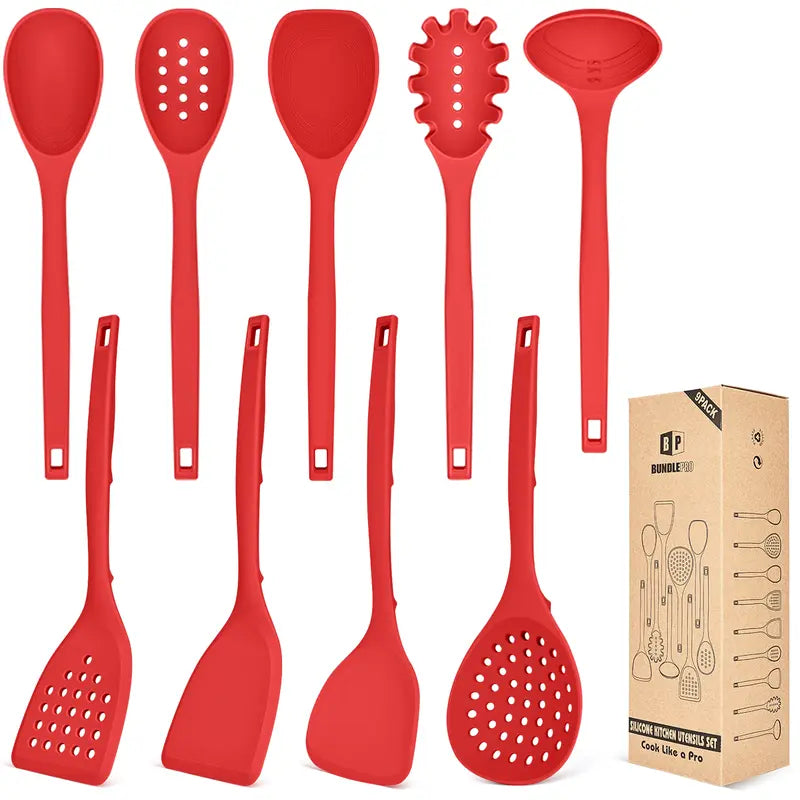 🍳 9-Piece Silicone Cooking Utensil Set – Non-Scratch Kitchen Essentials