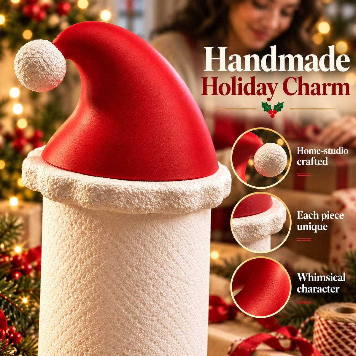 🎅 Santa Hat Paper Towel Holder – Cute Christmas Kitchen Decor 🎄