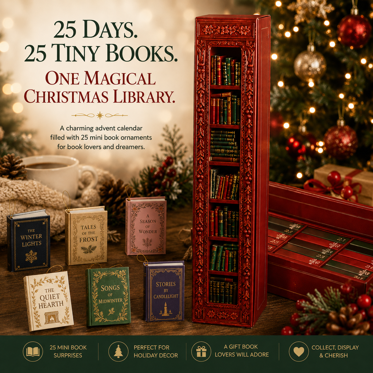 📚25-Day Book Advent Calendar | Miniature Book Ornaments for Book Lovers