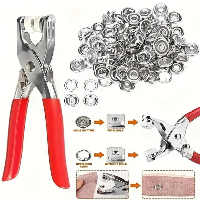 100PCS Snap Fastener Kit with Pliers – Easy Clothing Repair & DIY