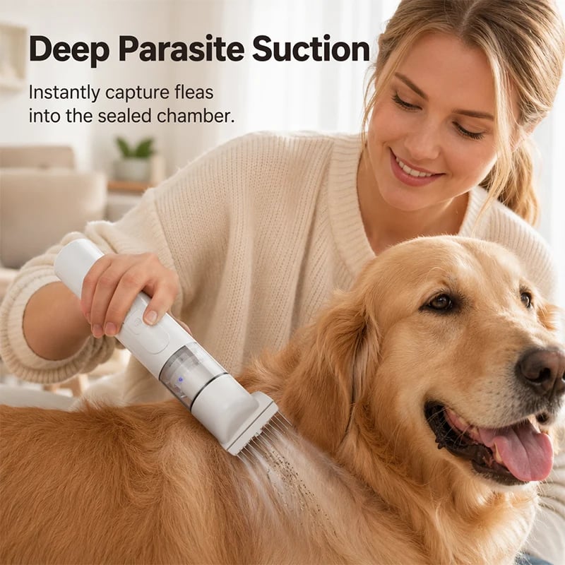 Electric pet grooming comb capturing loosened debris