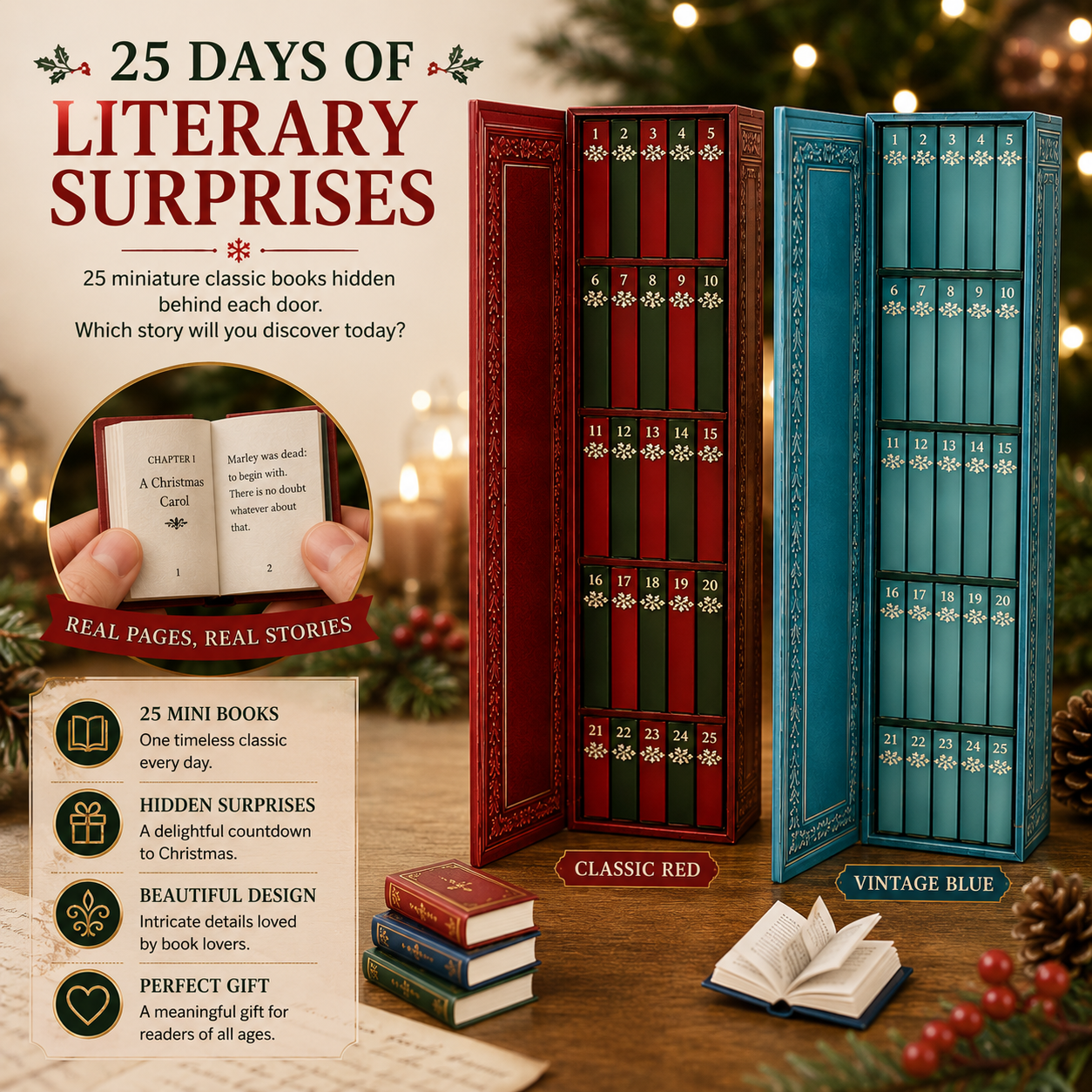 📚25-Day Book Advent Calendar | Miniature Book Ornaments for Book Lovers