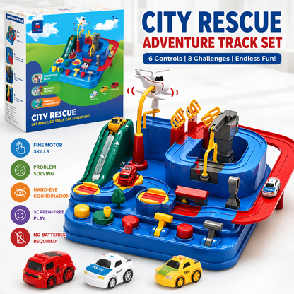 Kids Race Track Adventure Toy – Interactive Puzzle Track Playset with 6 Cars, Builds Thinking & Fine Motor Skills, Safe & Easy Assembly