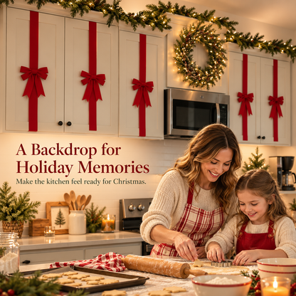 🎄 Christmas Cabinet Door Bow Wraps – Give Your Kitchen a Gift-Wrapped Look